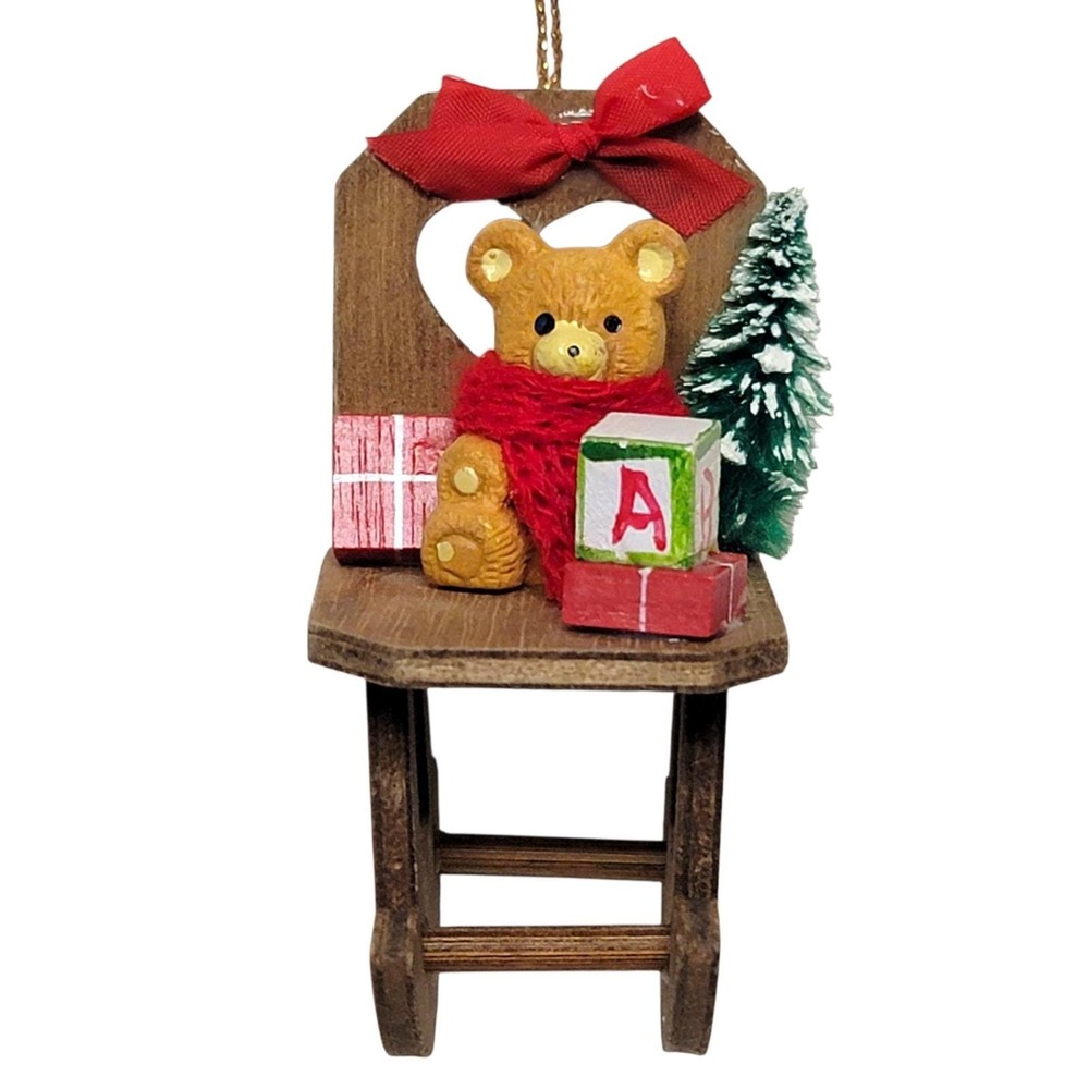VTG 80s Christmas Around the World Country Cousins Bear Ornament Rocking Chair